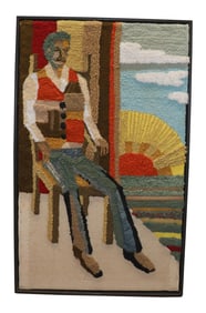 Vintage American Framed Hooked Rug, 2'8'' X 4'4''