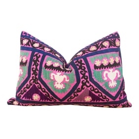 Wild Berry Suzani Lumbar Pillow