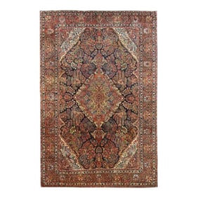 Early 20th Century Antique Persian Mohajeran Sarouk Blue Rug