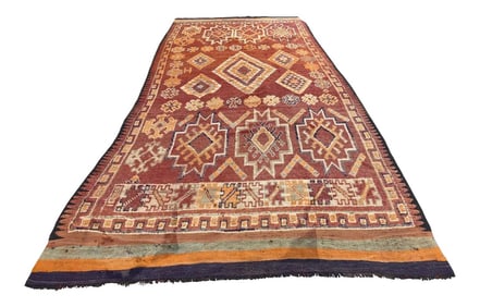 1960s Moroccan Vintage Hand-Woven Boujad Tribal Area Rug