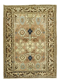Neutral Heriz Scatter Rug, 3'9'' X 4'10''