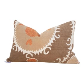 Mud Brown Suzani Lumbar Pillow
