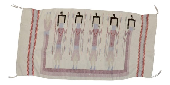 Pictorial Lady Navajo Style Rug, 2'4'' X 4'9''