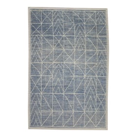 Early 21st Century Blue 21st Century Modern Moroccan Style Wool Rug 8'9" X 12'8"