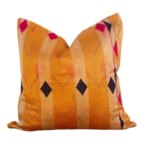 Burnt Saffron Silk Phulkari Pillow