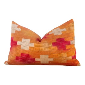 Red Marigold Silk Phulkari Pillow