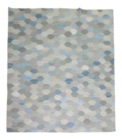 Sophisticated Modern Swedish Inspired Turkish Kilim, 9'11'' X 13'5''