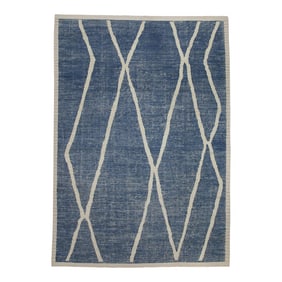 Early 21st Century Blue 21st Century Modern Moroccan Style Wool Rug 9'1" X 12'9"
