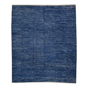 21st Century Modern Moroccan Style Wool Rug in Blue Design 9'5" X 11'6"