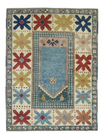 Mid 20th Century Blue Prayer Niche Rug, 4'9'' X 6'1''