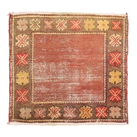 Worn Turkish Square Mini Rug, 2'4''x 2'7''