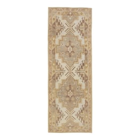 Early 21st Century Handmade Modern Turkish Oushak Runner in Tan & Gray 4'2" X 10'8"