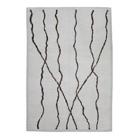 21st Century Modern Moroccan Style Wool Rug in Beige & Brown 9'2" X 12'9"