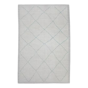 21st Century Modern Moroccan Style Wool Rug in White 7'10" X 11'3"