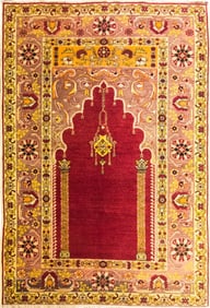 Antique Anatolian Oushak Prayer Rug-4'5" X 6 '4"
