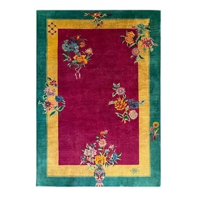 Antique Art Deco Chinese Rug 6' X 8'8"