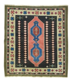 Square Turkish Rug, 4'11'' X 5'3''