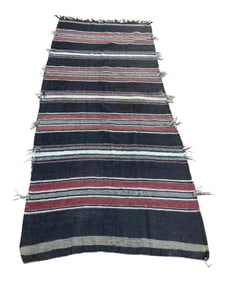 Moroccan Vintage Flat-Weave Black Camel Hair Tribal Rug