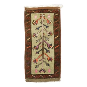 Mini Floral Vintage Turkish Rug, 1'5'' X 2'11''