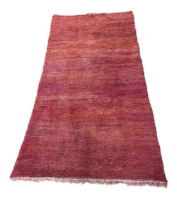 Moroccan Authentic Ethnic Rug Red Shaggy High Pile Wool "Bed of Red Roses"