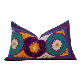 African Daisy Suzani Lumbar Pillow