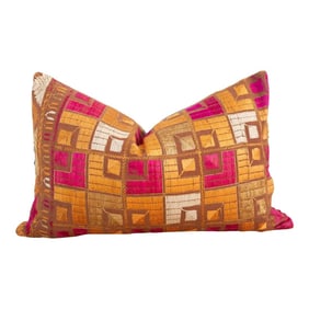 Autumn Pumpkin Silk Phulkari Pillow