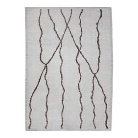 Early 21st Century Beige & Brown 21st Century Modern Moroccan Style Wool Rug 9'7" X 13'8"