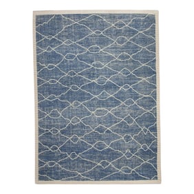 21st Century Modern Moroccan Style Wool Rug in Blue Design 9'5" X 12'3"