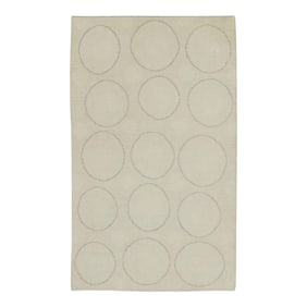 Early 21st Century Cream Geometric Design Handwoven Wool Turkish Oushak Rug 3' X 4'8"