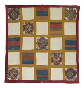 Mid 20th Century Patchwork Kilim, 4' X 4'