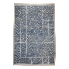 21st Century Modern Moroccan Style Wool Rug in Blue Design 10'3" X 14'9"