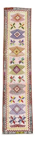 Bubble Gum Pink Glittered Turkish Runner, 2'9'' X 12'