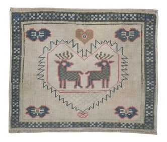 Mini Square Turkish Pictorial Rug, 1'6'' X 1'10''