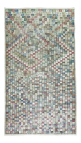 1940s Checkerboard Pictorial Mid-Century Deco Rug, 5' X 8'10''