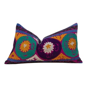 Dahlia Bloom Suzani Lumbar Pillow