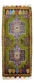 Peculiar Green Vintage Turkish Rug, 1'11'' X 4'3''
