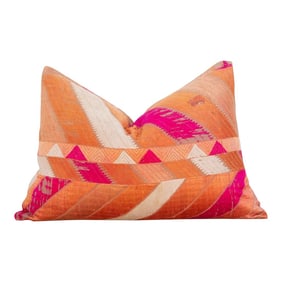 Volcano Red Silk Phulkari Pillow