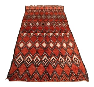 1960s Authentic Moroccan Red Tribal Rug North Africa