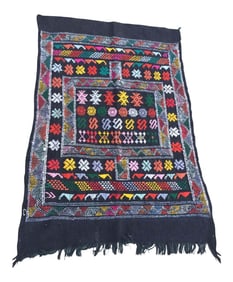 Moroccan Vintage North African Black Tribal Kilim Rug