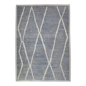 Early 21st Century Blue & Gray 21st Century Modern Moroccan Style Wool Rug 11'3" X 15'11"