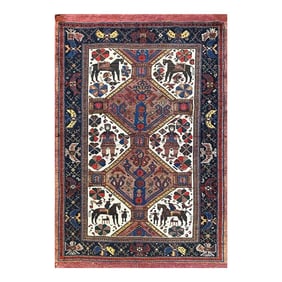 Late 19th Century Antique Persian Tribal Afshar Pictorial Rug