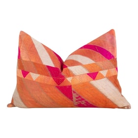 Deep Rose Silk Phulkari Pillow