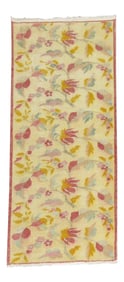 Mid 20th Century Ivory Floral Turkish Rug