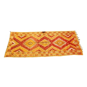 1960s Vintage Moroccan Rug Orange and Red Authentic Tribal Carpet