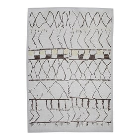 21st Century Modern Moroccan Style Wool Rug in Brown & Beige Design 9'3" X 13'