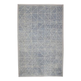 Early 21st Century Blue & Beige 21st Century Modern Moroccan Style Wool Rug 9'10" X 14'7"