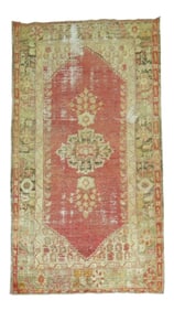 Distressed Angora Wool Turkish Oushak Rug, 4'5'' X 8'6''