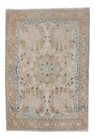 Neutral Kashan Mini Mat Rug, 2'2'' X 3'