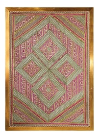 Mughal Style Metal Threaded Tapestry Framed from Rajasthan, India