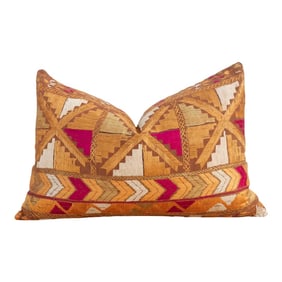 Glowing Rust Silk Phulkari Pillow